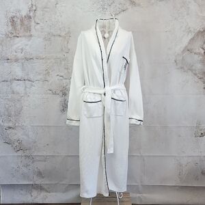 Talbots White Waffle Weeve Cotton Robe Womens Size L